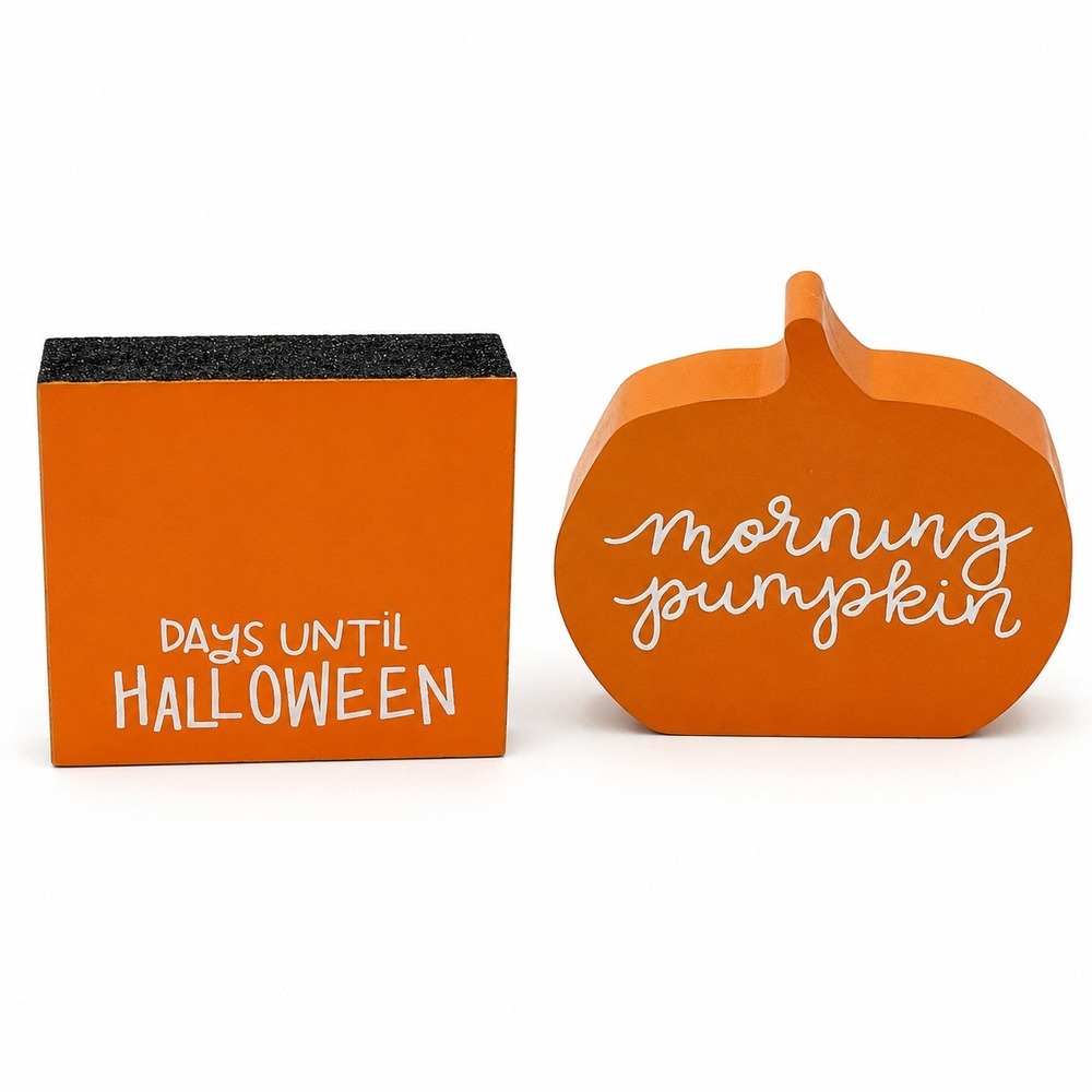Horizon Group Halloween Decor Set Orange Black Very Good Wood Countdown Pumpkin